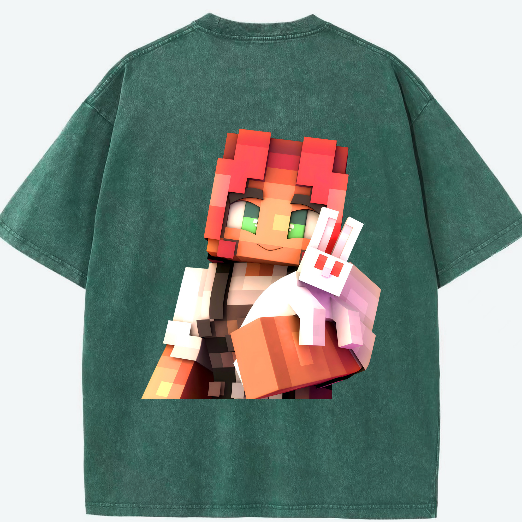 （画像用） マインクラフト ブロックの世界 Minecraft MC Block world 綿100% ヴィンテージ風 半袖Tシャツ（背面プリント）